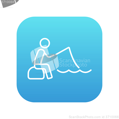 Image of Fisherman sitting with rod line icon.