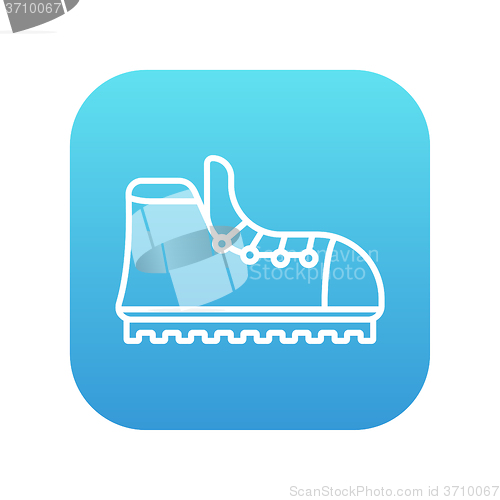 Image of Hiking boot with crampons line icon.