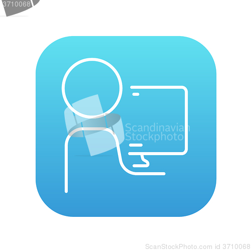 Image of Man working at his computer line icon.