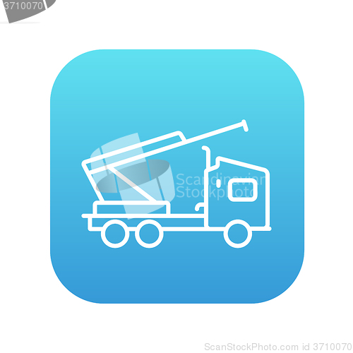 Image of Machine with a crane and cradles line icon.