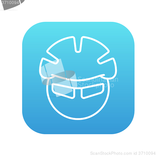 Image of Man in bicycle helmet and glasses line icon.
