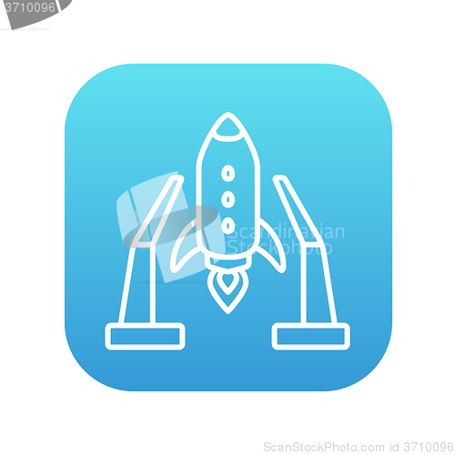 Image of Space shuttle on take-off area line icon.