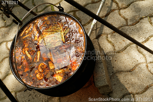 Image of Goulash in cauldron