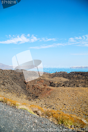 Image of   land in europe santorini   mediterranean sea