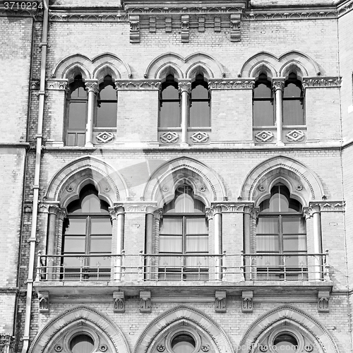 Image of old wall architecture in london england windows and brick exteri