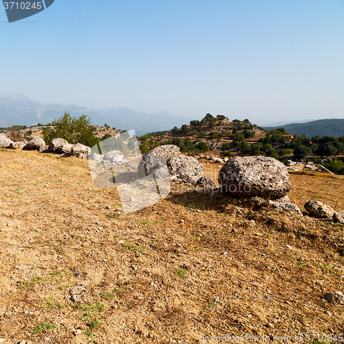 Image of from the hill in asia turkey selge old architecture ruins and na