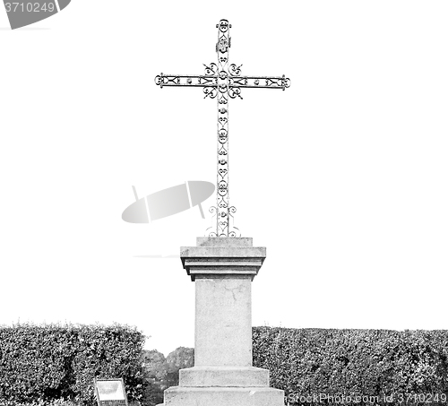 Image of grass   abstract sacred  cross in italy europe and the sky backg