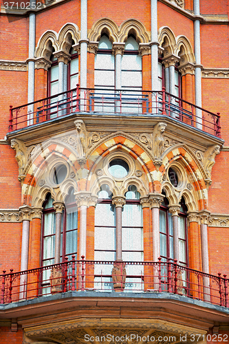 Image of old wall architecture in london england windows and brick exteri