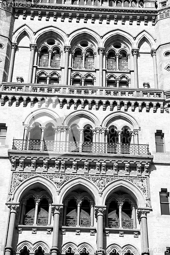 Image of old architecture in london england windows and brick exterior wa