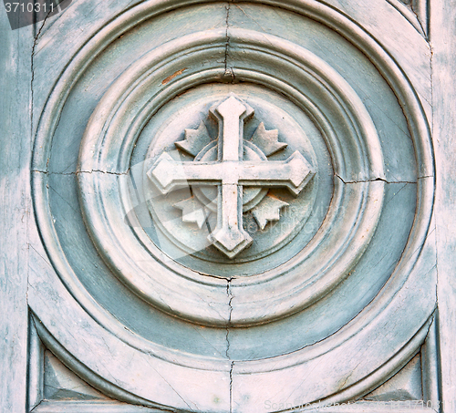 Image of  cross traditional   door    in italy   ancian wood and   tradit