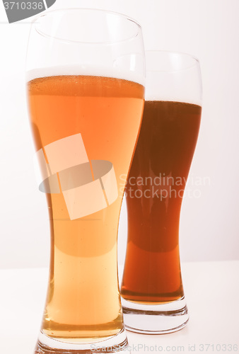 Image of Retro looking Two glasses of German beer