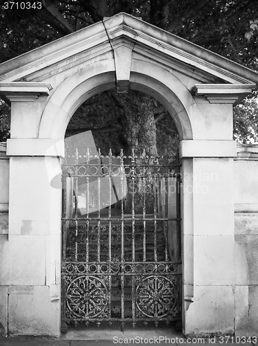 Image of Black and white Old gate