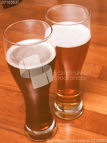 Image of Retro looking Two glasses of German beer