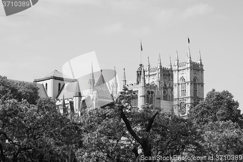 Image of Black and white Westminster Abbey in London