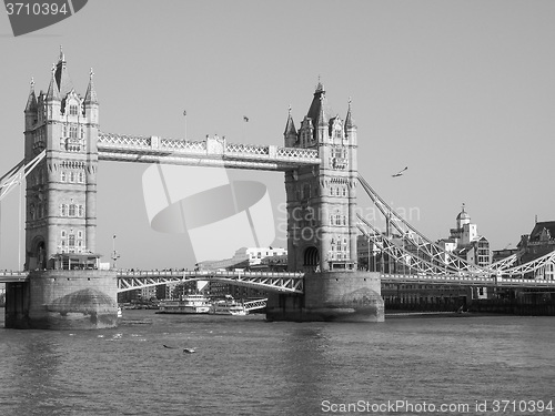 Image of Black and white Tower Bridge in London