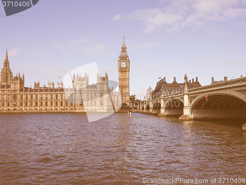 Image of Retro looking Houses of Parliament in London