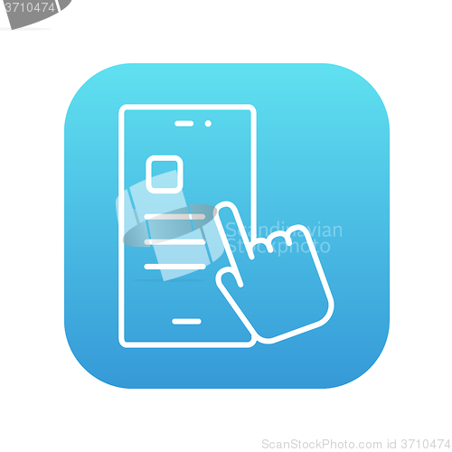 Image of Finger touching smartphone line icon.