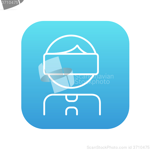 Image of Man wearing virtual reality headset line icon.