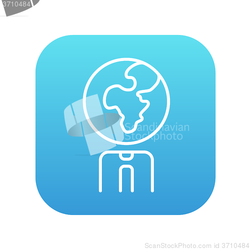 Image of Human with globe head line icon.