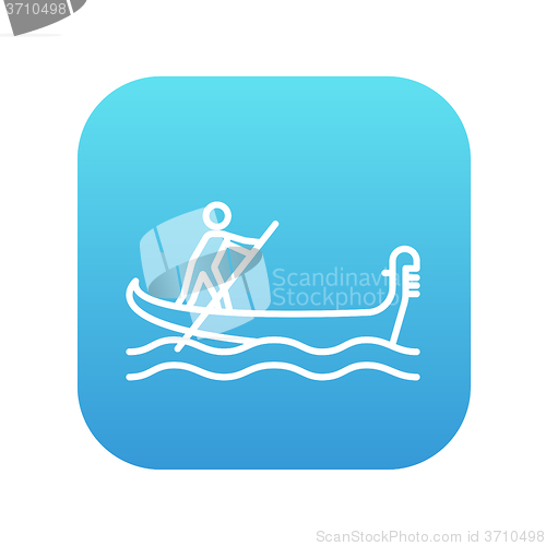 Image of Sailor rowing boat line icon.