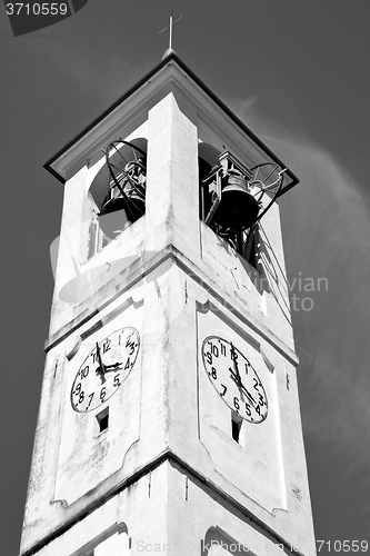 Image of monument  clock tower in italy europe old  stone and bell