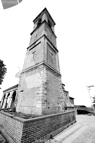 Image of monument  clock tower in italy europe old  stone and bell