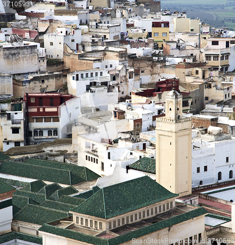Image of constructions from high in the     village morocco africa field 