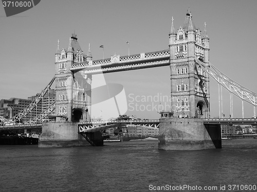 Image of Black and white Tower Bridge in London