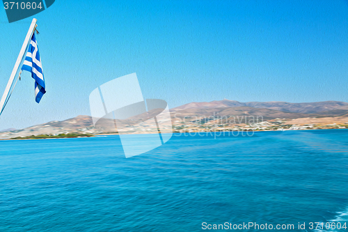 Image of froth and foam greece from the boat  islands in mediterranean se