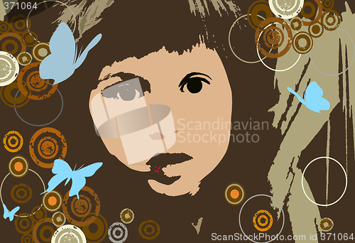 Image of girl with circles and butterflies