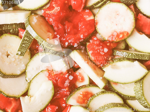 Image of Retro looking Zucchini with tomato