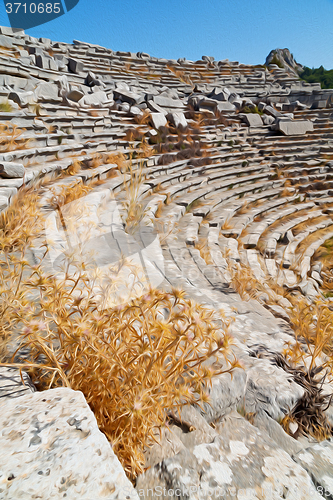 Image of the old  temple and theatre in termessos antalya turkey asia sky