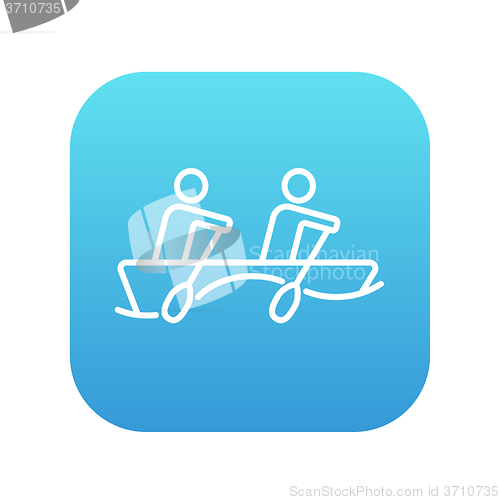 Image of Tourists sitting in boat line icon.