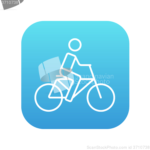 Image of Man riding bike line icon.