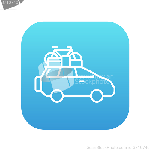 Image of Car with bicycle mounted to the roof line icon.