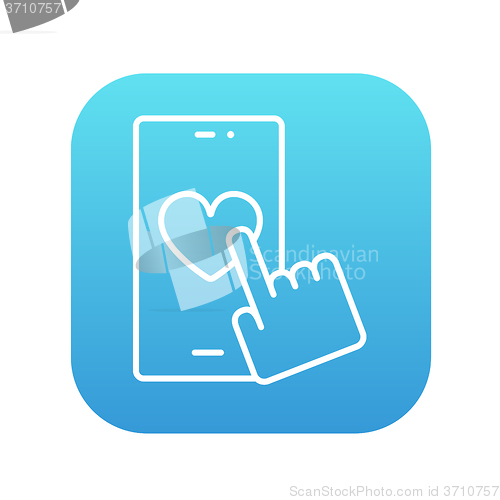 Image of Smartphone with heart sign line icon.