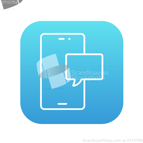 Image of Touch screen phone with message line icon.