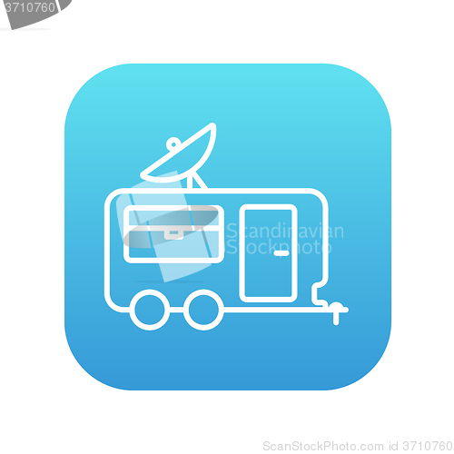 Image of Caravan with satellite dish line icon.