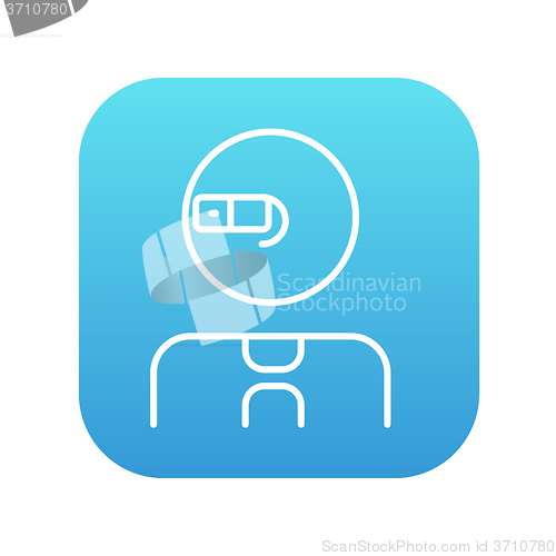 Image of Man in augmented reality glasses line icon.