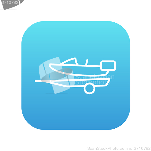 Image of Boat on trailer for transportation line icon.