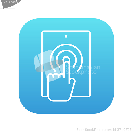 Image of Finger touching digital tablet line icon.