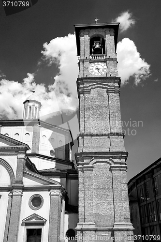 Image of monument  clock tower in italy europe old  stone and bell