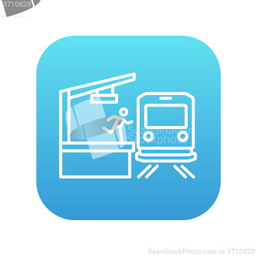 Image of Latecomer man running along the platform to reach train line icon.