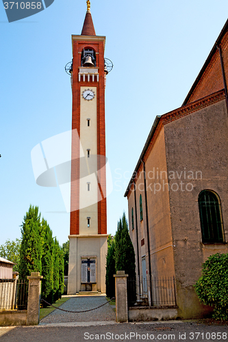 Image of  building  clock tower in italy europe   stone and bell