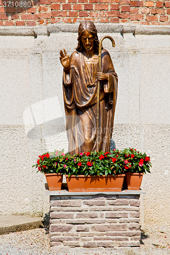 Image of marble in  historical construction italy europe milan  statue