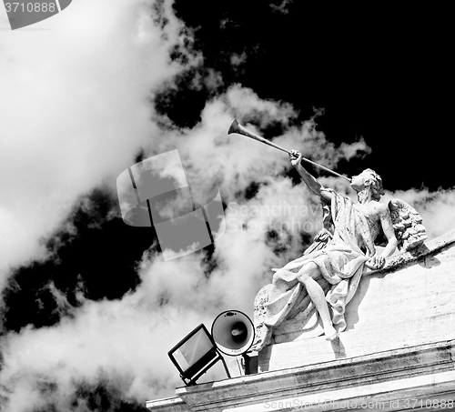 Image of monument statue  in old historical cloud 