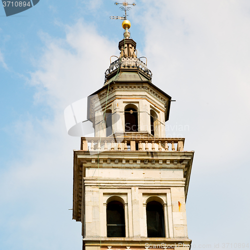 Image of monument  clock tower in italy europe old  stone and bell