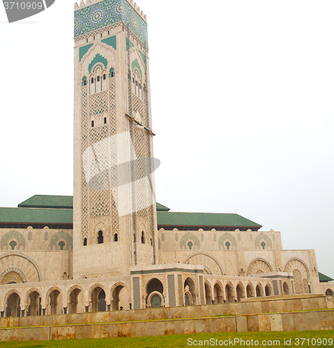 Image of  muslim in  mosque the history  symbol   morocco  africa  minare