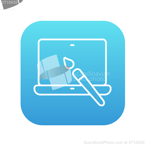 Image of Laptop and brush line icon.