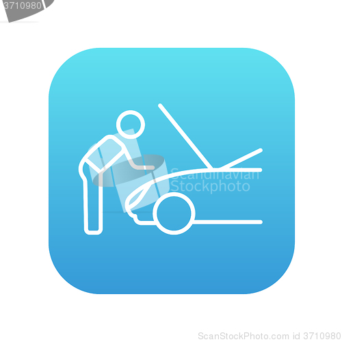 Image of Man fixing car line icon.